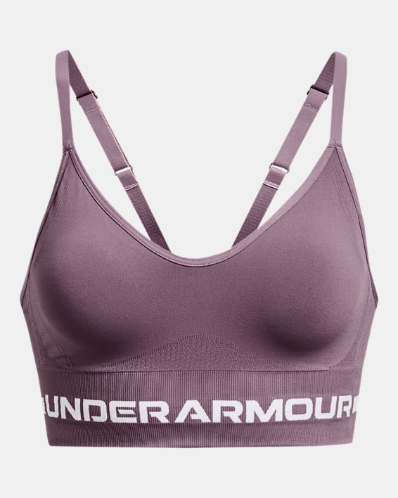 Women's UA Seamless Low Long Sports Bra, Purple, pdpMainDesktop image number 10